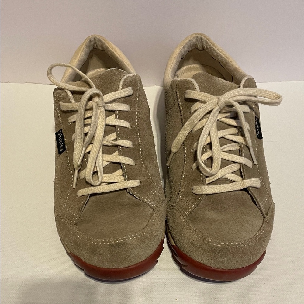 Simple Women's Beige Suede Sneakers